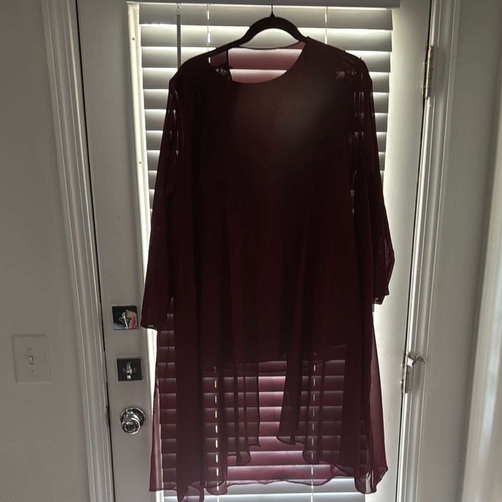 Source Unknown Red Wide Leg Jumpsuit with Bishop Sleeves